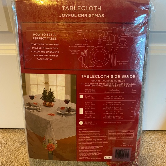 Holiday tablecloth, poinsettia, 60x102, oblong, new in package. - Picture 4 of 4